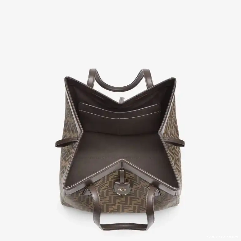 Affordable HOT Fabric Bag Origami FF In Motif Large Brown Fendi 0408